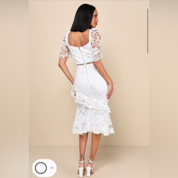 NWT! Lulus White Lace Midi Dress-M - Picture 3 of 5